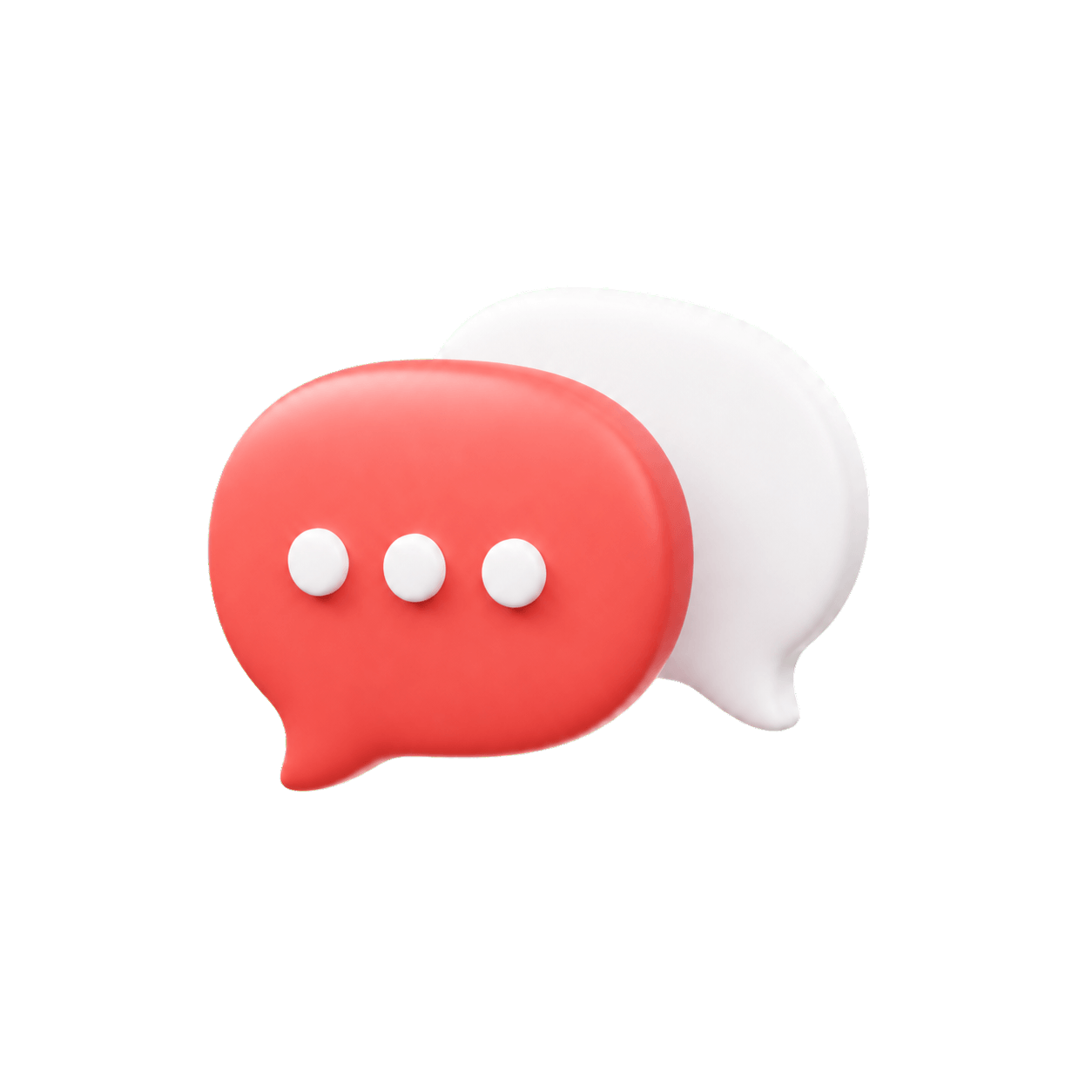 Two coral and white 3D chat bubbles.