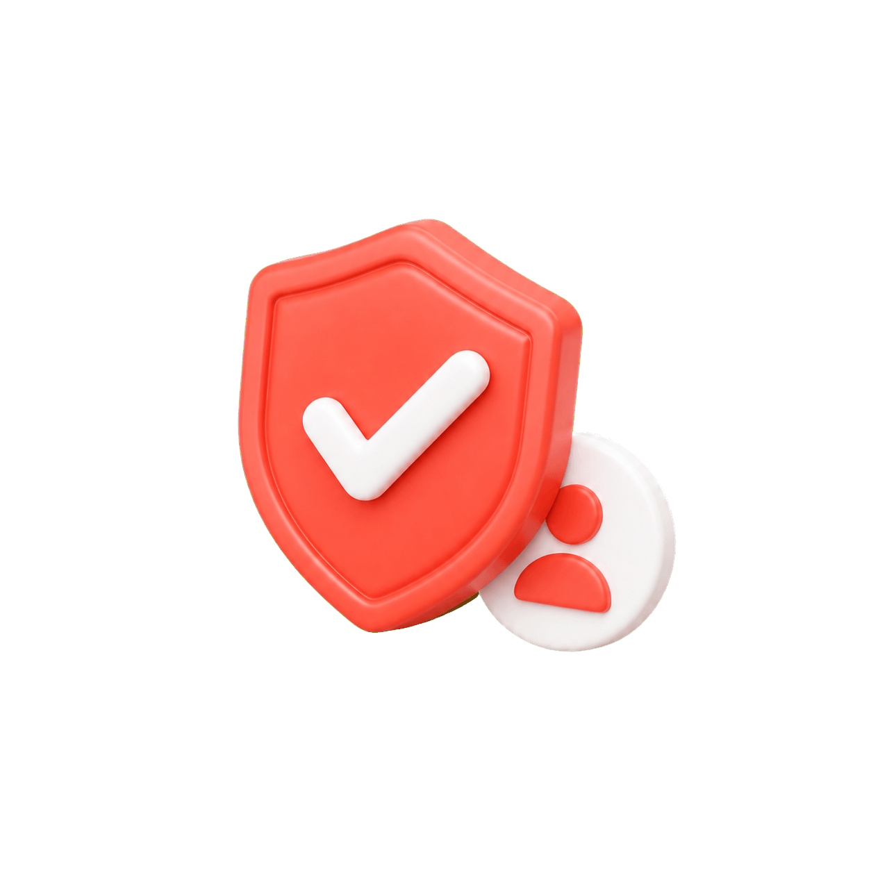 A coral 3D verification shield and profile badge.